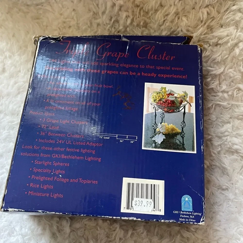 GKI Bethlehem Lighting Green Triple Grape Cluster Rice Lights in Original Box